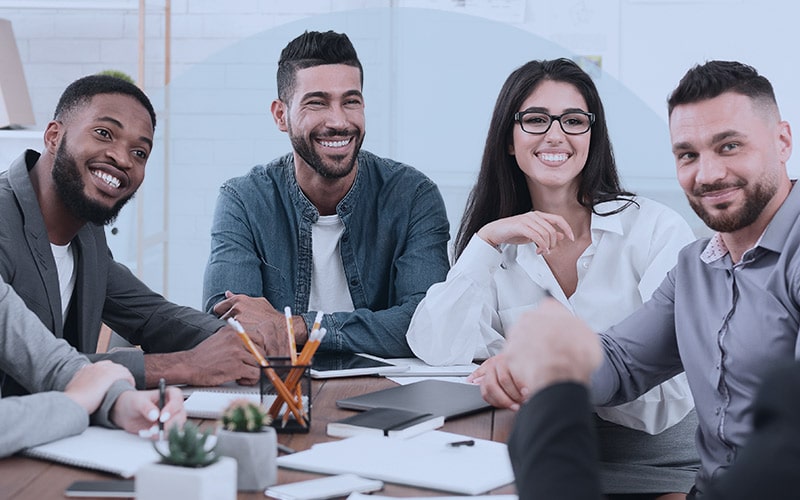 Happy, smiling employees who are interested and involved